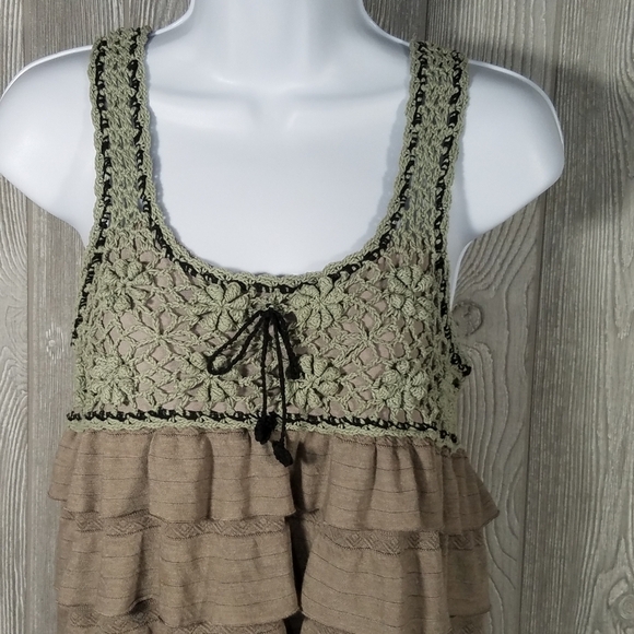 Moon River Dress Large Crocheted Boho Ruffle Summer Tiered Sleeveless - Picture 3 of 10